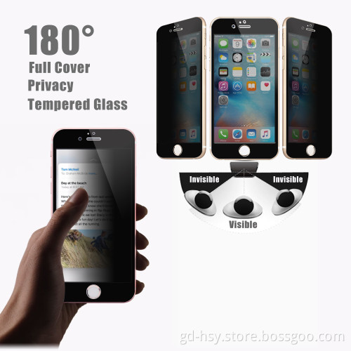 HUYSHE mobile phone accessories for iphone 6 privacy 0.3mm thickness 9h hardness tempered glass screen protector for iphone 6